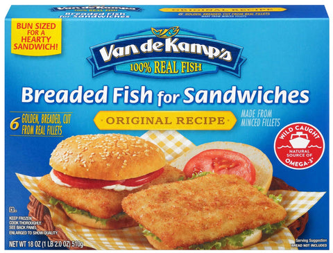 Van De Kamps Breaded Fish Sandwich Fillet, 18 Ounce -- 12 per case