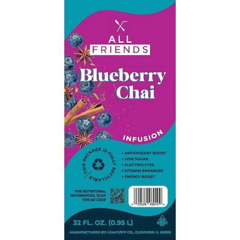 All Friends Blueberry Chai Lemon Functional Beverage, 32 Ounce -- 12 per case