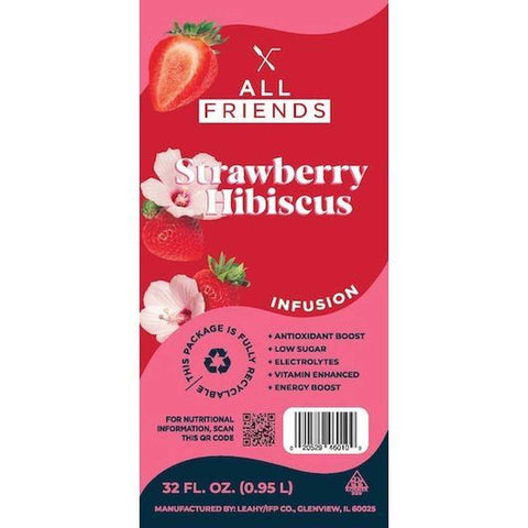 All Friends Strawberry Hibiscus Grapefruit Functional Beverage, 32 Ounce -- 12 per case