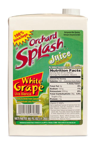 Orchard Splash Juice Aseptic White Grape 100 Percent, 46 Ounce -- 12 Case