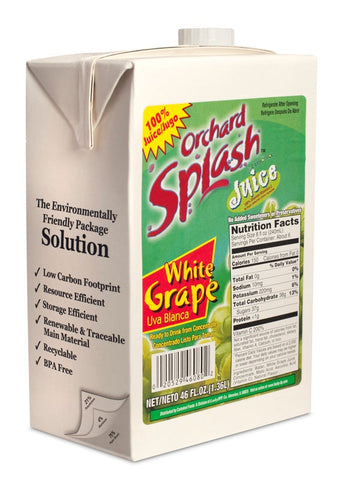 Orchard Splash Juice Aseptic White Grape 100 Percent, 46 Ounce -- 12 Case