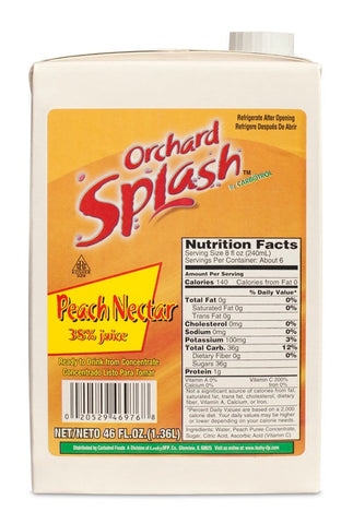 Orchard Splash 38 Percent Peach Nectar, 46 Ounce -- 12 per case.