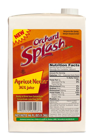 Orchard Splash 36 Percent Apricot Nectar, 46 Ounce -- 12 per case.