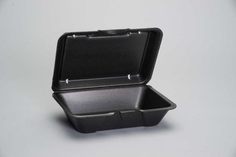 Genpak Large Black Deep All Purpose Foam Hinged Container, 9.19 x 6.5 x 2.875 inch -- 200 per case.