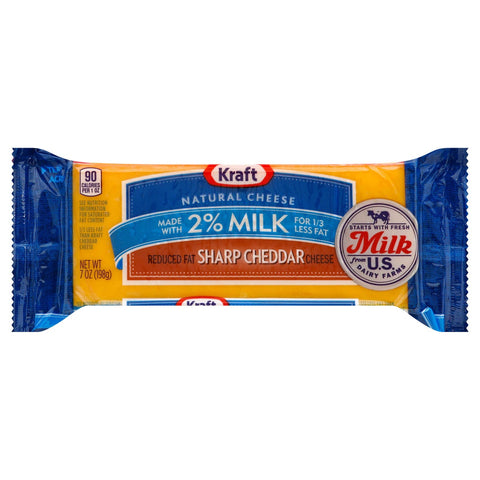 Kraft Natural Cheese Sharp Chunk Cheddar Cheese, 7 Ounce -- 12 per case.