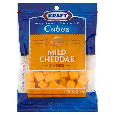 Kraft Natural Cheese Snacks Mild Cheddar Cheese Cube, 6.4 Ounce -- 12 per case.