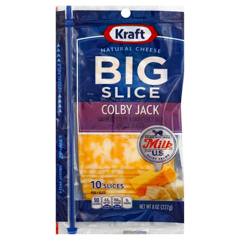 Kraft Big Slice Colby Jack Cheese, 8 Ounce -- 10 per case.
