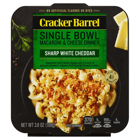 Cracker Barrel Sharp White Cheddar Macaroni and Cheese Liquid Dinner, 3.8 Ounce -- 8 per case.