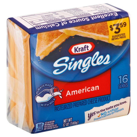 Kraft American Cheese Slices, 12 Ounce -- 12 per case