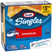 Kraft American Cheese Slices, 12 Ounce -- 12 per case