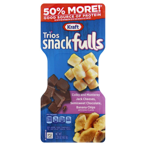 Kraft Trios Snacks - Dark Chocolate Colby Jack Banana Chips, 2.25 Ounce -- 10 per case.