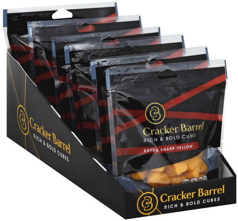 Cracker Barrel Cubes, Extra Sharp Yellow Cheddar, 2 Ounce -- 6 per case