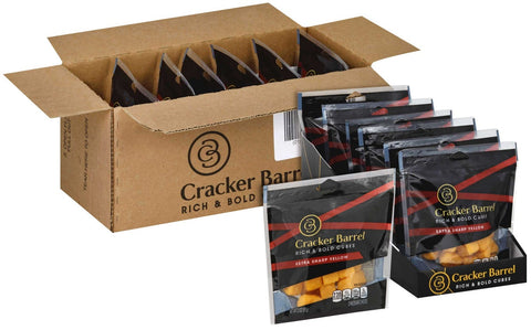 Cracker Barrel Cubes, Extra Sharp Yellow Cheddar, 2 Ounce -- 6 per case