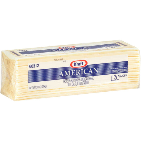 Kraft Regular American Sliced White Cheese, 5 Pound -- 4 per case.
