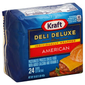 Kraft Deli Deluxe American Sliced Cheese, 16 Ounce -- 12 per case.