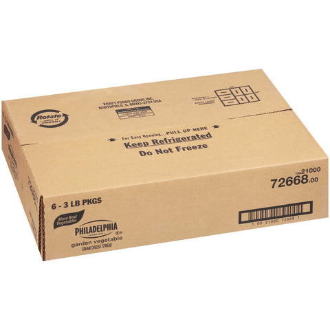 Kraft Philadelphia Garden Vegetable Cream Cheese - Tub, 3 Pound -- 6 per case.