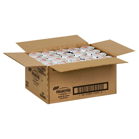 Kraft Philadelphia Chive and Onion Cream Cheese - Cup, 1 Ounce -- 100 per case.
