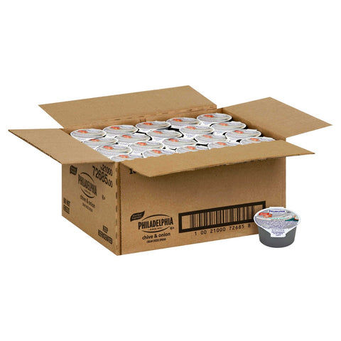 Kraft Philadelphia Chive and Onion Cream Cheese - Cup, 1 Ounce -- 100 per case.