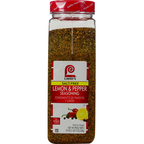 Lawry`s Salt Free Lemon & Pepper Seasoning, 19 oz. -- 6 per case