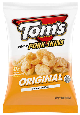 Toms Fried Pork Skins Original Flavor Chicharrones, 3.25 Ounce -- 12 per case