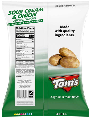 Toms Sour Cream and Onion Potato Chips, 5 Ounce -- 9 per case