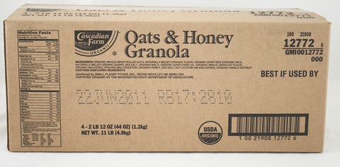 General Mills Cascadian Honey Nut Organic Whole Grain Oat Cereal, 44 Ounce -- 4 per case.