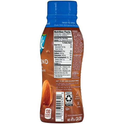 Silk Dark Chocolate Almond Milk, 10 Fluid Ounce Bottle -- 12 per case.