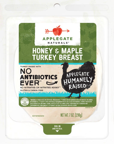 Applegate Natural Honey Maple Sliced Turkey Breast, 7 Ounce -- 12 per case