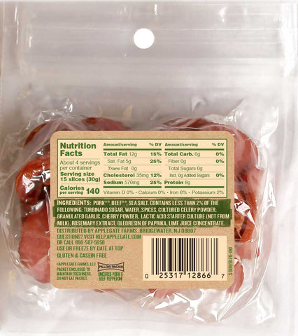 Applegate Natural Uncured Pork and Beef Pepperoni, 4 Ounce -- 16 per case.