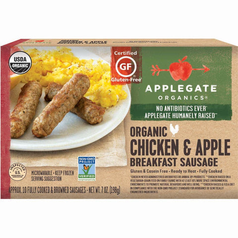 Applegate Organic Chicken and Apple Breakfast Sausage, 7 Ounce -- 12 per case.