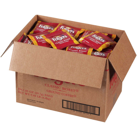 Folgers Classic Roast Ground Coffee - 1.05 oz. pack, 150 packs per case