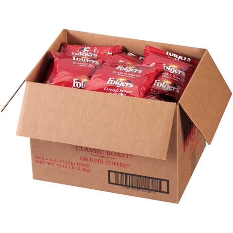 Folgers Classic Roast Ground Coffee - 5.4 oz. pack, 30 packs per case
