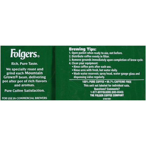Folgers Classic Decaf Ground Coffee - 6.3 oz. pack, 30 packs per case