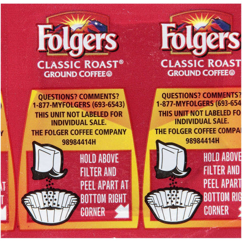 Folgers Classic Roast Caffeine Regular Ground Coffee, 1.05 Ounce -- 42 per case