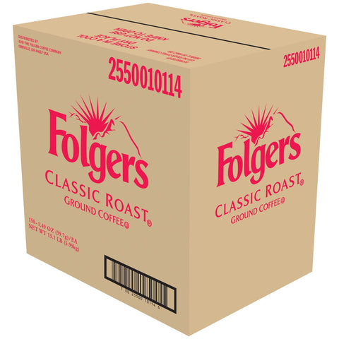 Folgers Classic Roast Ground Coffee, 1.4 Ounce -- 150 per case.