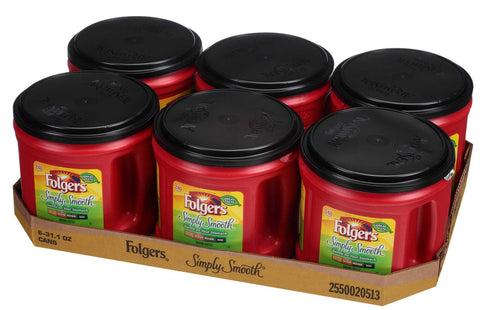 Folgers Simply Smooth Caffeinated Ground Coffee, 31.1 Ounce -- 6 per case