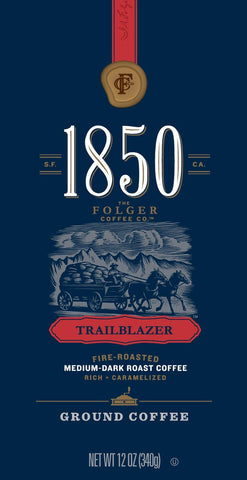 Folgers Trailblazer Medium Dark Roast Ground Coffee, 12 Ounce -- 6 per case.