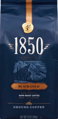 Folgers Black Gold Dark Roast Ground Coffee, 12 Ounce -- 6 per case.