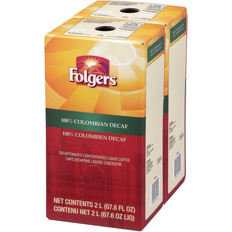Folgers 100 Percent Colombian Decaffeinated Coffee Liquid, 2 Liter -- 2 per case.