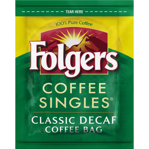 Folgers Decaffeinated Coffee Singles - 19 coffee bags per box, 12 boxes per case