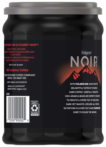 Folgers Noir Rich Satin Caffeinated Ground Coffee, 10.3 Ounce -- 6 per case