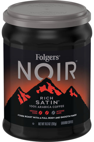 Folgers Noir Rich Satin Caffeinated Ground Coffee, 10.3 Ounce -- 6 per case