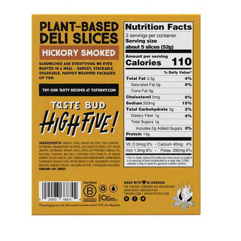 Tofurky Hickory Smoked Deli Slices, 5.5 Ounce -- 6 per case.