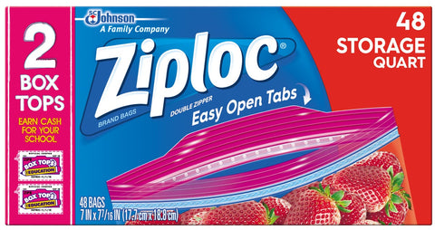 Ziploc Easy To Open Quart Storage Bag, 48 count per pack -- 9 per case.
