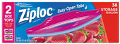 Ziploc Easy To Open Gallon Storage Bag, 38 count per pack -- 9 per case.