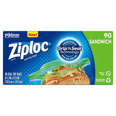 Ziploc Easy To Open Sandwich Bag, 90 count per pack -- 12 per case.