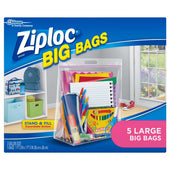 Ziploc Double Zipper Large Big Bag, 5 count per pack -- 4 per case.