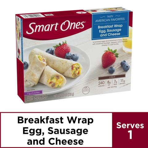 Smart Ones Egg Sausage and Cheese Smart Morning Wrap, 8 Ounce -- 12 per case.