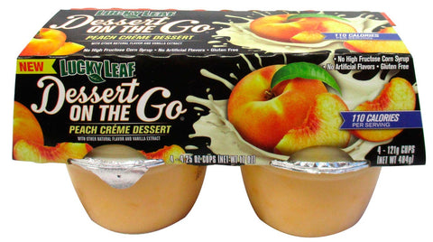 Lucky Leaf 4.25 Ounce Dessert on the Go Peach Creme Dessert, 4 count per pack -- 6 per case