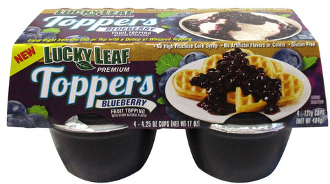 Lucky Leaf 4.25 Ounce Premium Toppers Blueberry Fruit Topping, 4 count per pack -- 6 per case